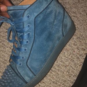 Blue hightop  Christian louboutin’s (Red bottoms)